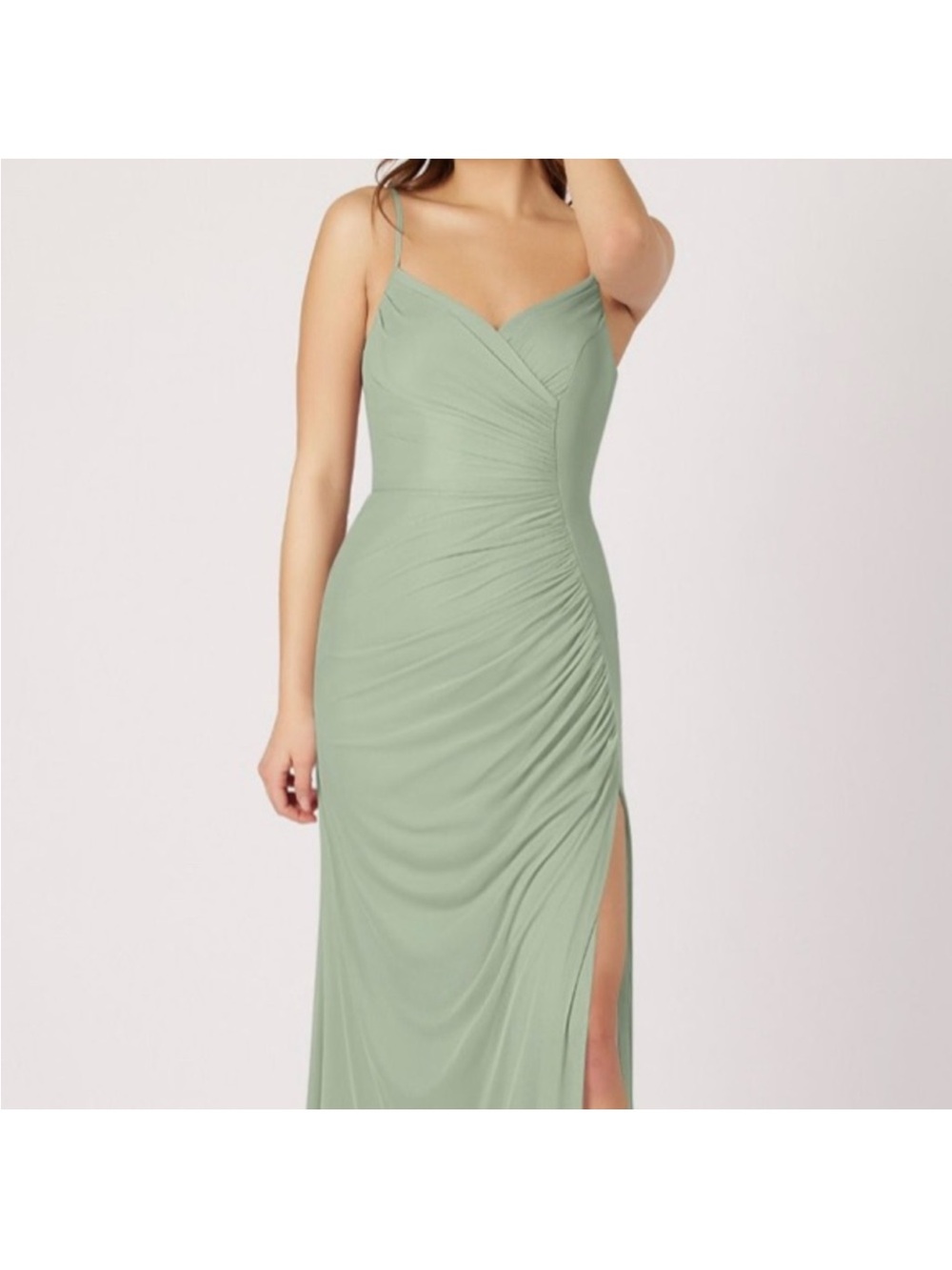 Azazie Sage Green One-Shoulder Ruched Formal Dress